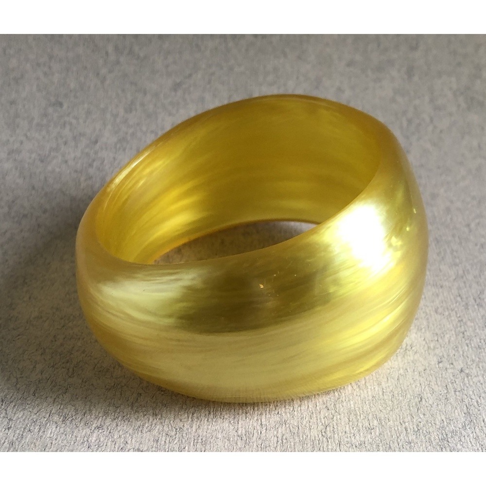 Vintage Chunky Yellow Lucite Iridescent Swirl 1"- 1.75" Wide Bangle Bracelet - Picture 9 of 9